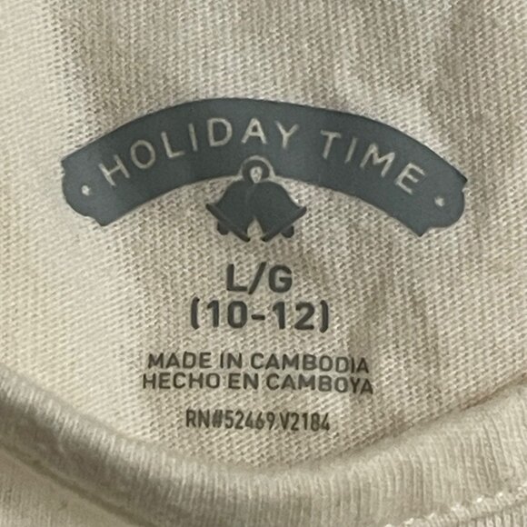 Girls Ivory Long-Sleeve Christmas Graphic Tee With Festive Holiday Tree - Picture 7 of 10